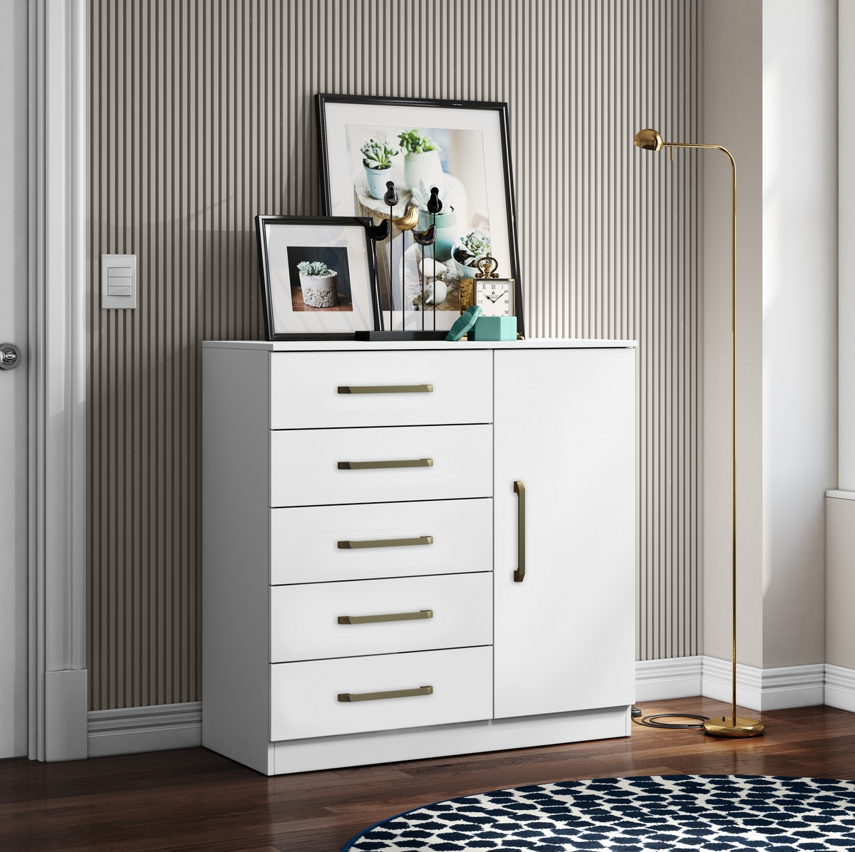 Cômoda 5 Gavetas com Sapateira Milão Branco – ARAMÓVEIS