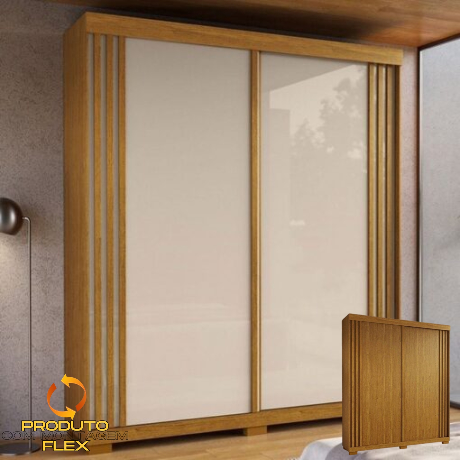 Guarda-Roupa 2 Portas Athena 1,80 m (S/Espelho) Cinamomo/Off White – ACP MÓVEIS